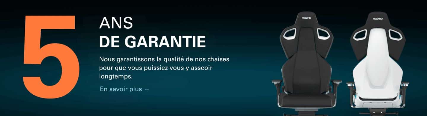 Les sièges RECARO Gaming sont garantis 5 ans